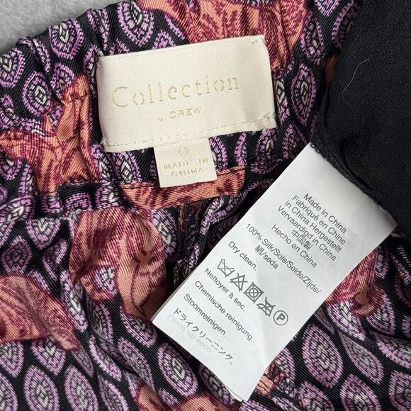 J Crew Collection Pull On Pants Womens 0 Purple Tiger Casual Silk Ankle Trousers - Picture 3 of 9